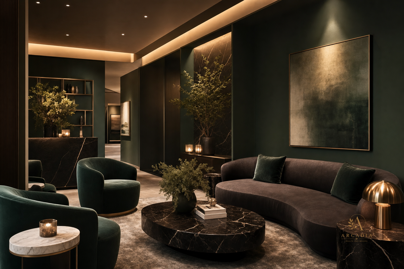 Arcadia Health and MedSpa waiting lounge