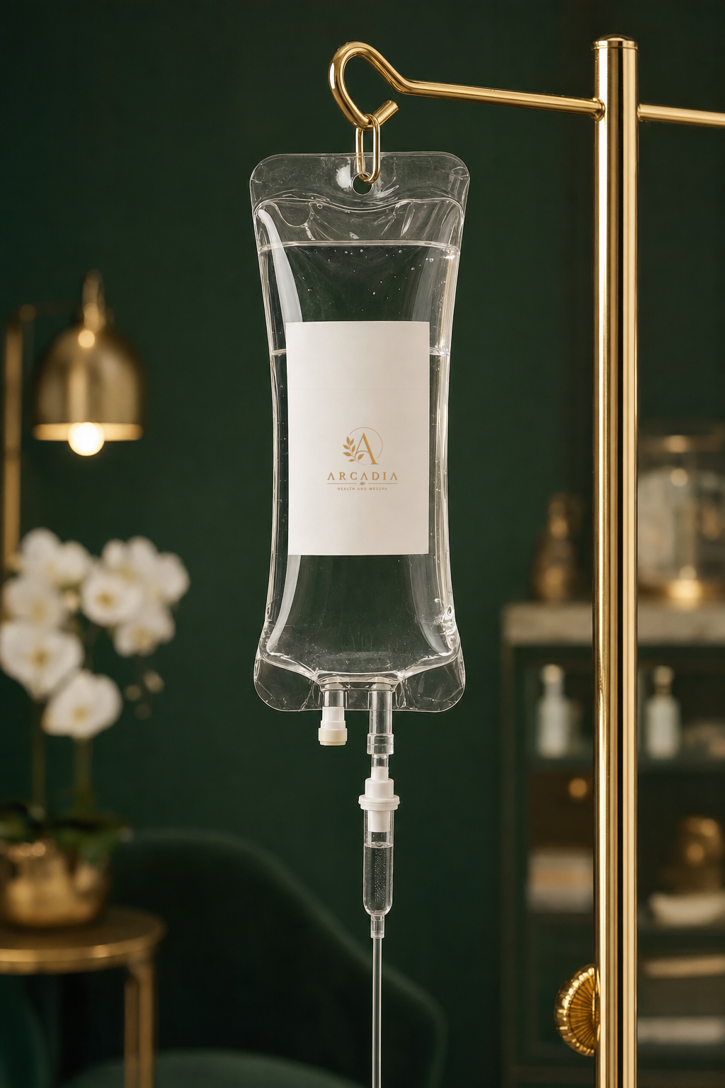 Premium IV infusion therapy setup at Arcadia Health and MedSpa