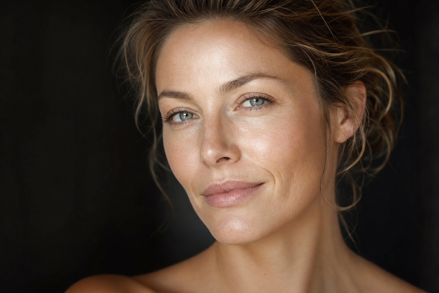 Woman with luminous Korean glass skin effect after signature facial treatment